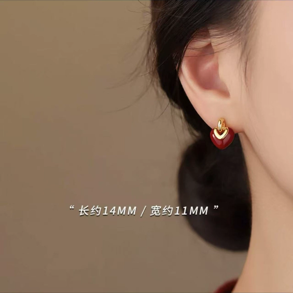 Earrings, red festive birthday charm, silver 925 sample