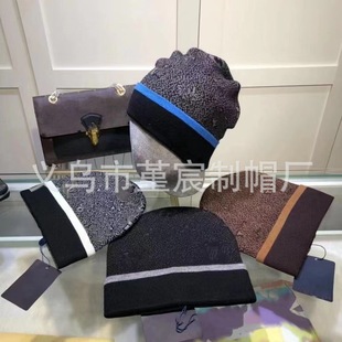 Cross-border foreign trade autumn and winter L home curling wool hat female Net red all-match cold hat warm full printing knitted hat male