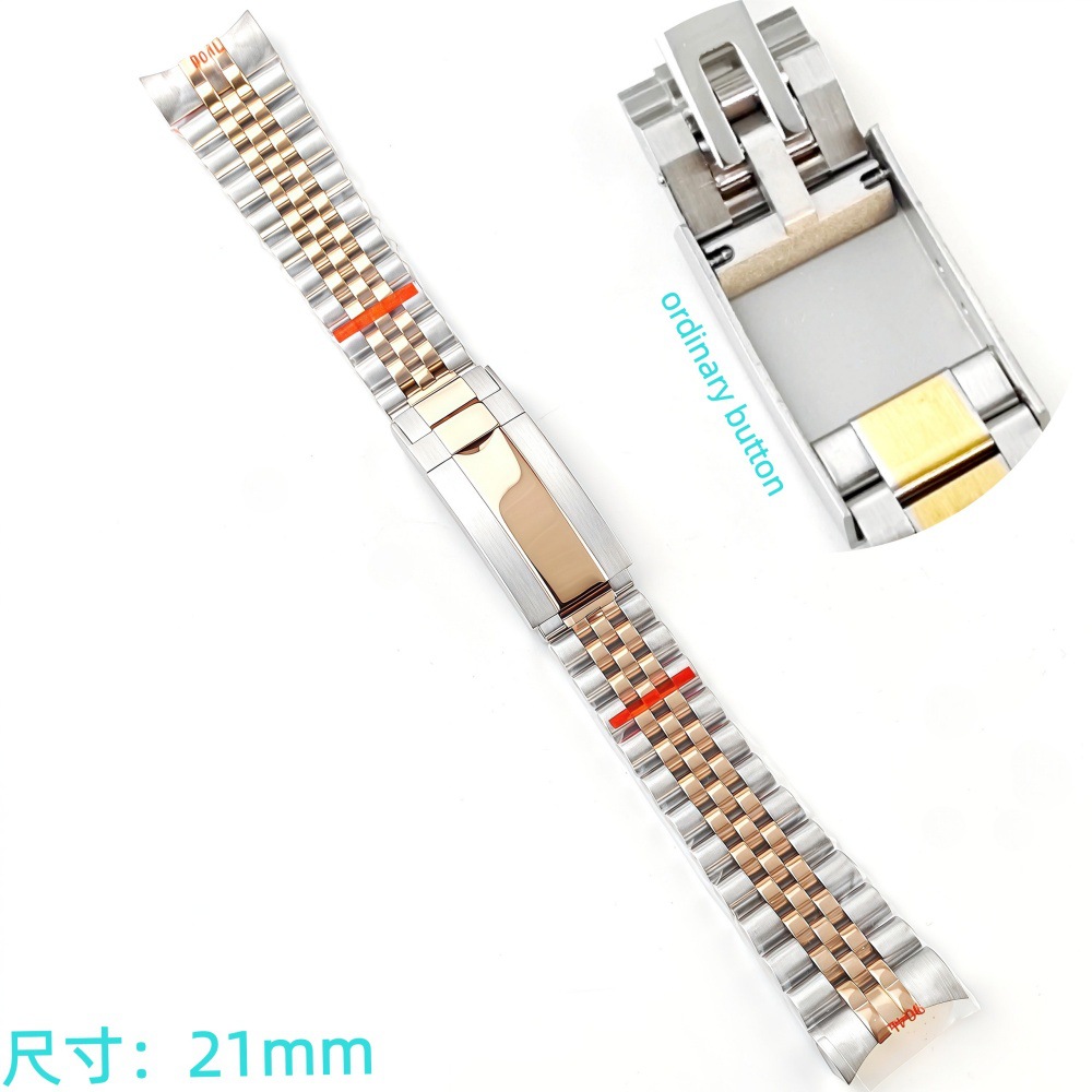 Correa de acero de ajuste fino pulsera de pulsera 21mm sólido de acero plegable accesorios de reloj Renacimiento