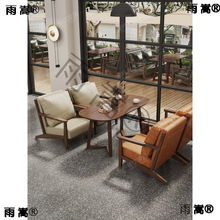 ∴中古风咖啡厅桌椅组合实木复古清吧酒吧茶楼西餐厅奶茶店卡座沙
