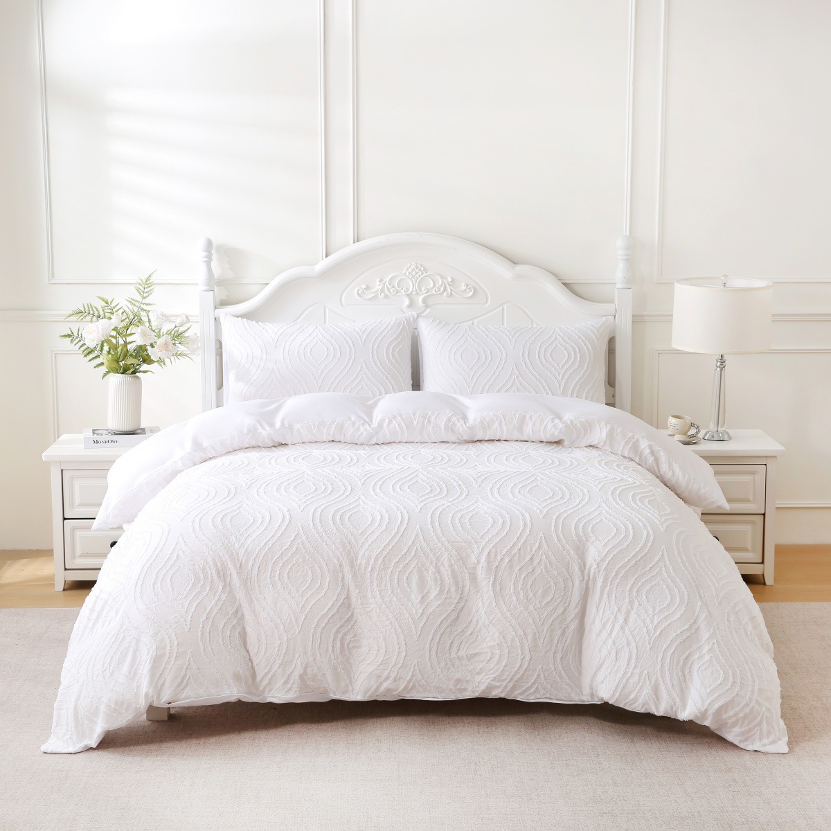 Set copripiumino con motivo geometrico scandinavo - Biancheria da letto 3 pezzi con trama moderna e finitura spazzolata, tessuto traspirante (disponibili diverse misure internazionali)_voghion.com