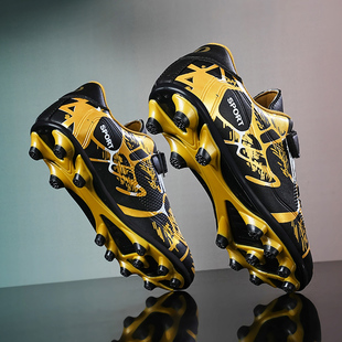 Ronaldo Assassin Football Shoes Boys TF Spike Children's Velcro Golden Sports Training Shoes Student Sneakers