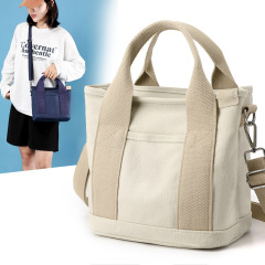 High-looking new 2023 durable daily canvas bag lunch multi-layer tote bag canvas women's bag hand-held practical bag
