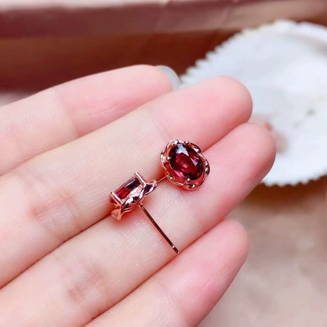Fresh Ruby Pomegranate Earrings — Simple, Elegant Design by 展仪; copper-gold or copper-platinum