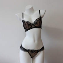 法式内衣厂家批发 性感蝴蝶刺绣兔耳文胸套装大胸显小女士内衣