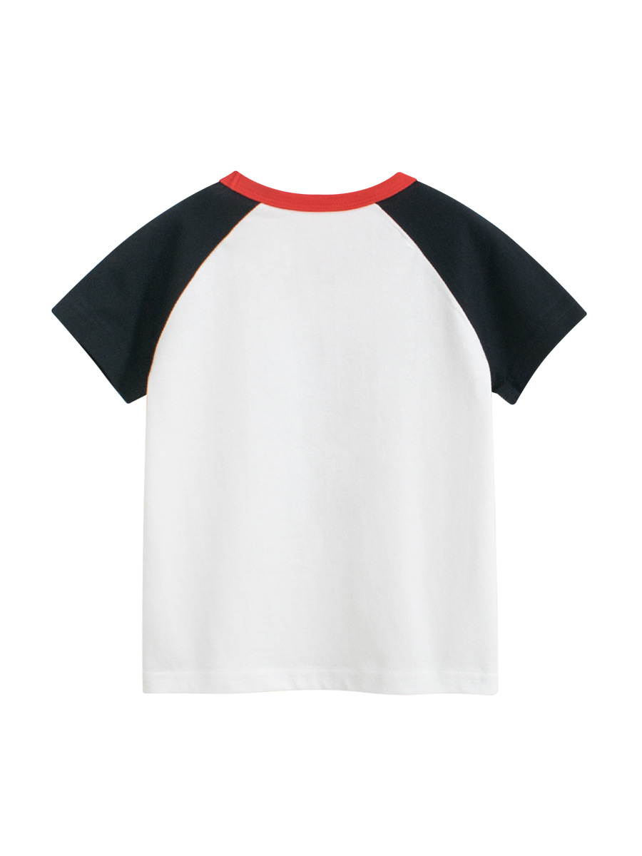 27kids Ropa infantil transfronteriza, nueva camiseta de manga corta estilo coreano de verano 2026, top raglán de dibujos animados al por mayor
