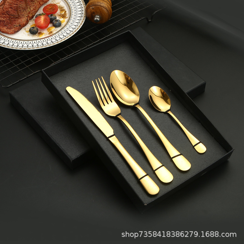 Stainless Steel Western-Style Knife, Fork, and Spoon Set, Square Handle Western-Style Knife, Fork, and Spoon Tableware, Hotel Set, 4-Piece Set, Can Be Printed with Logo Stainless Steel Western-Style Knife, Fork, and Spoon Set, Square Handle Western-Style Knife, Fork, and Spoon Tableware, Hotel Set, 4-Piece Set, Can Be Printed with Logo