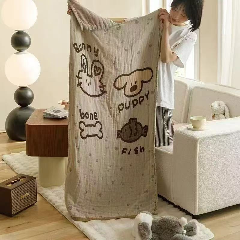 Wholesale cotton multi-layer gauze bath towel 75*160cm adult bath towel four seasons universal absorbent lint bath towel bath