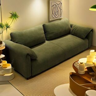 Fabric Sofa for Rental Room, Bedroom, Living Room, Small Apartment, Homestay, Double or Three-Seater, Trendy Lazy Straight Sofa