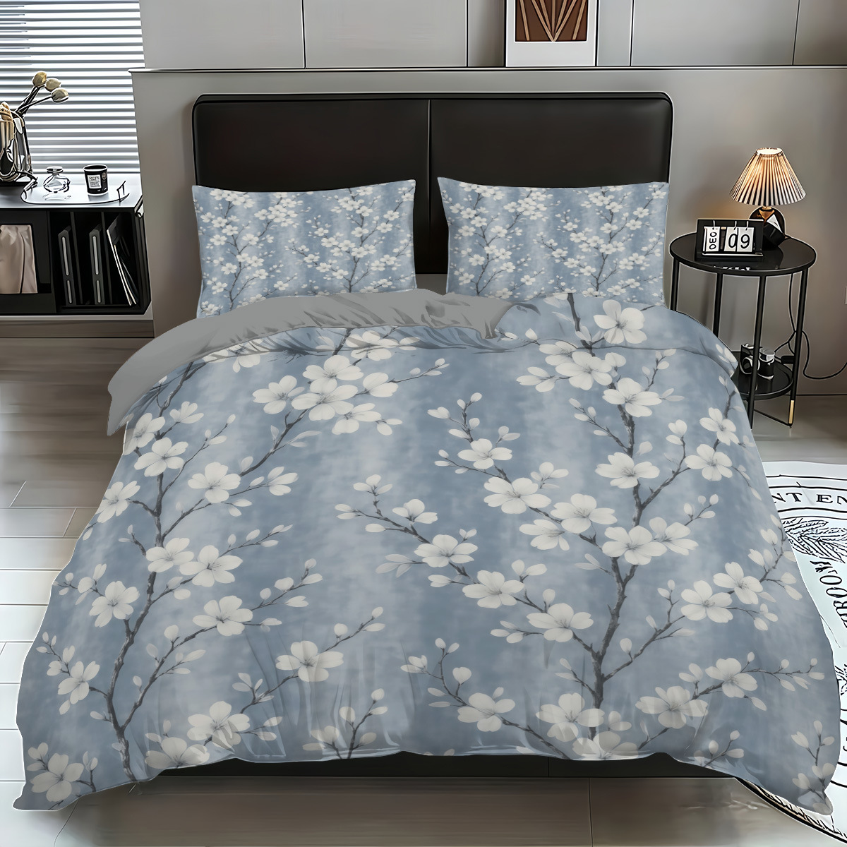 Funda de edredón floral fresca pequeña transfronteriza Estilo pastoral Ropa de cama floral pequeña Funda de edredón cepillada Juego de tres piezas JIT