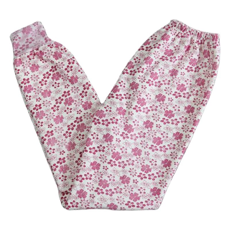 Весенние женские эластичные термобрюки с принтом для женщин среднего и старшего возраста, большие размеры, цветочные брюки, очень большие, с высокой талией и теплые.