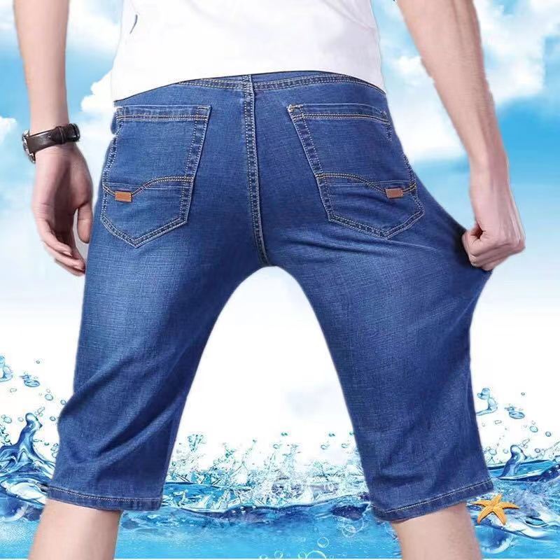 Pantalones vaqueros para hombre, forrados, elásticos, corte informal