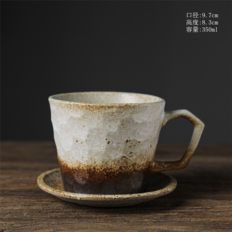 Estilo japonés vintage de cerámica taza de café y platillo traje creativo regalo taza de té de la tarde taza de café de gres