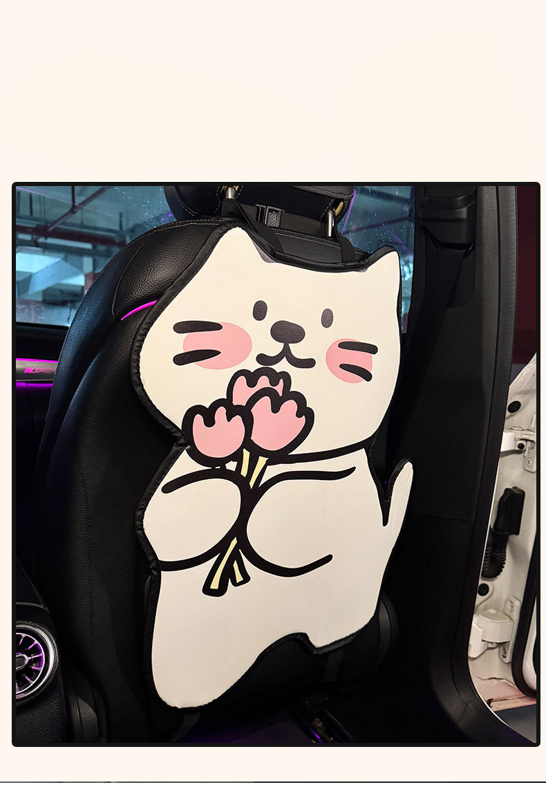 Long White Kitten Car Anti-Kick Pad Universal Rear Seat Back Anti-Dirty Protective Pad Car Rear Protective Pad