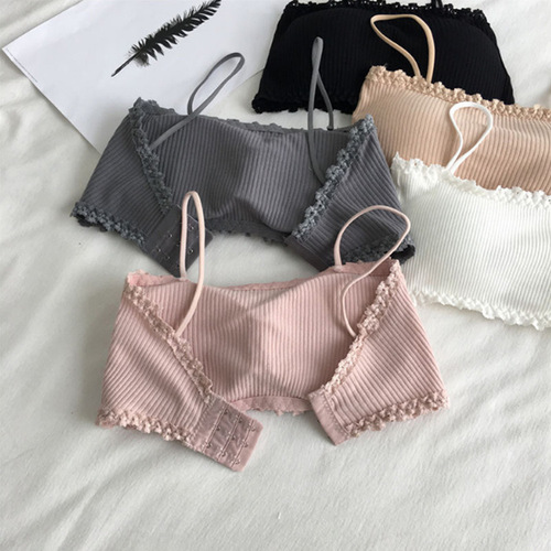 Cross-border wholesale lace threaded tube top, one-line waist, beautiful back underwear, girl's inner wear, chest strap, chest pad, vest suspender