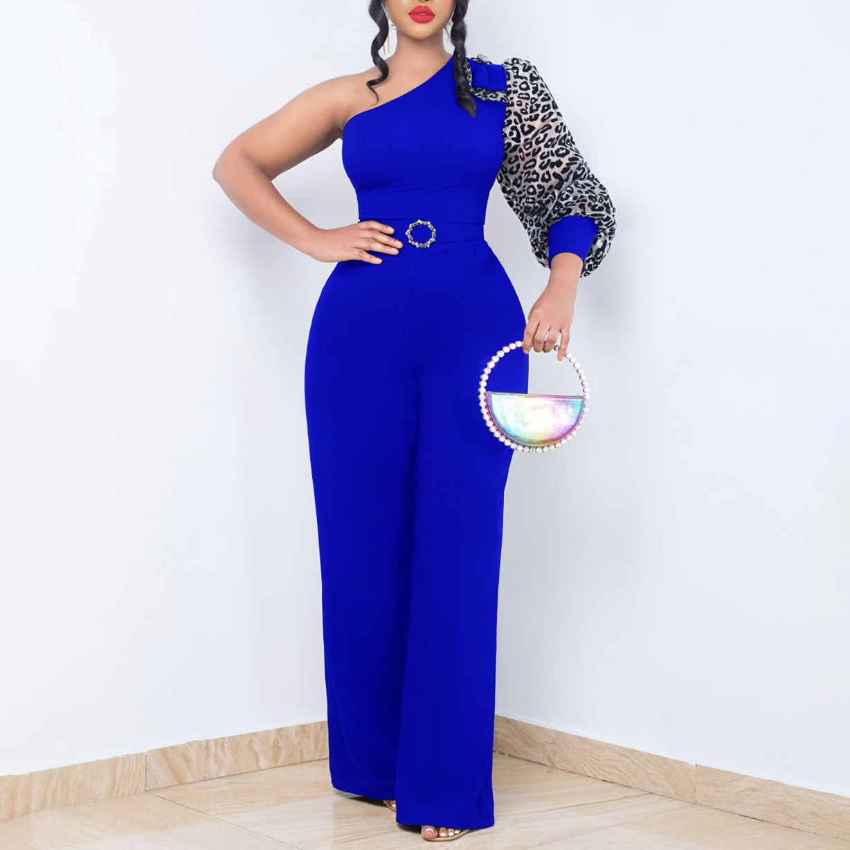 Women's Jumpsuits Rompers One Shoulder High Waist Wide Leg Elegant_voghion.com