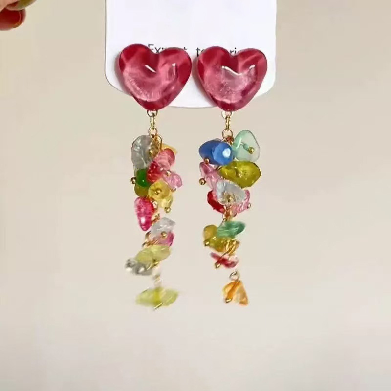 Pendientes de flores de color dopamina Pendientes dulces y frescos de primavera y verano Pendientes pequeños y elegantes de alta gama para mujer