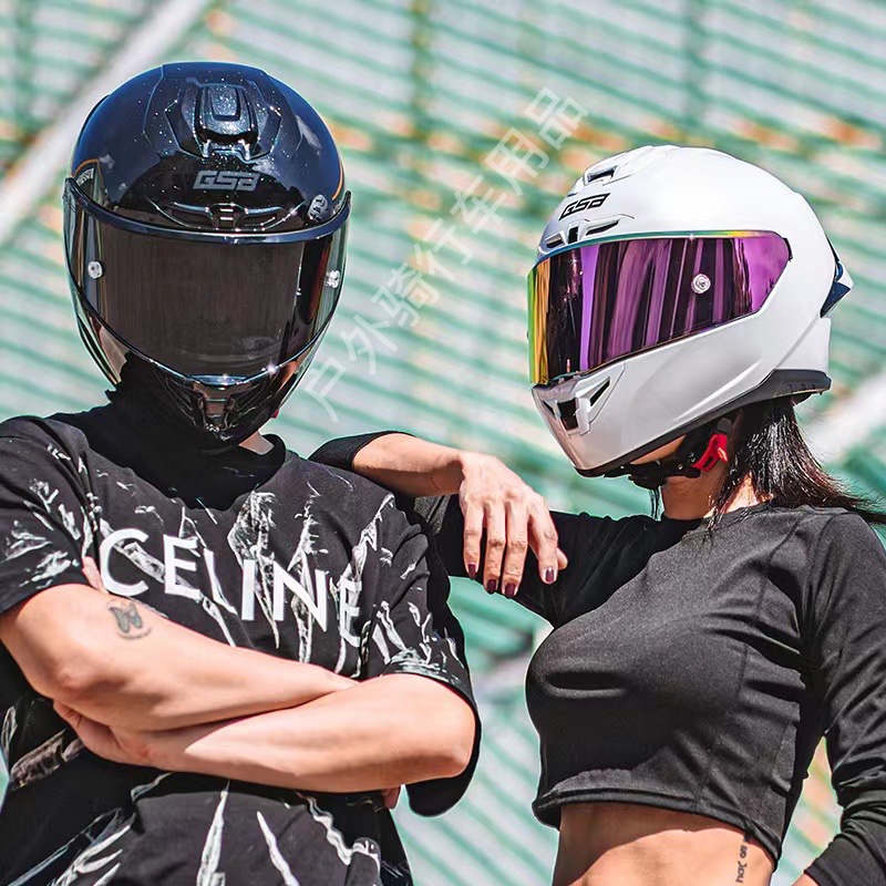 GSB361GT Motorcycle Helmet Full Face Men Women Fluorescent Black Pearl White