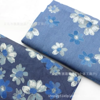 纯棉印花水洗牛仔布料 布料手工DIY衣服饰配件包包桌布P