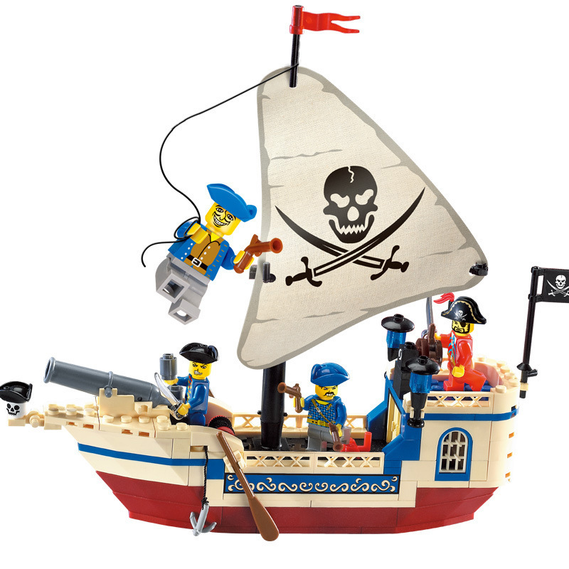 Enlightenment Building Blocks Compatible with Lego Children's Assembled Toy Boy Small Particle Pearl Model Pirate Ship of the Caribbean