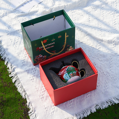 Ins Christmas Ceramic Cup and Saucer Amazon Bestseller Specialty Gold Plated Tea Set Christmas Gift One Pot One Cup