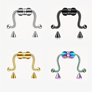 Cross-border Amazon new stainless steel magnet fake nose ring horseshoe ring puncture jewelry nose clip non-perforated nose hoop