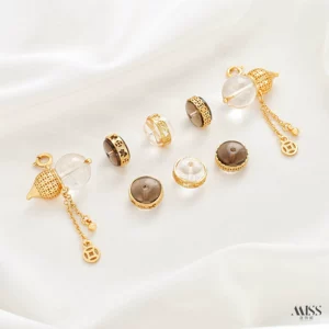 Natural White Crystal Citrine 24K Gold-Plated Color-Preserving Gourd Pendant Instant Wealth Copper Coin Spacer Bead DIY Jewelry Accessories