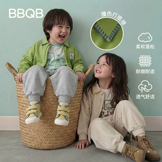 BBQB儿童外套2026春季新款女童外套男童上衣纯色卡通百搭外套春装