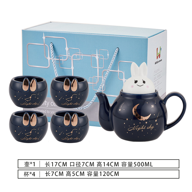 Lindo flor tetera traje de mano de cerámica regalo se puede utilizar como logotipo una olla cuatro tazas tarde juego de té regalo