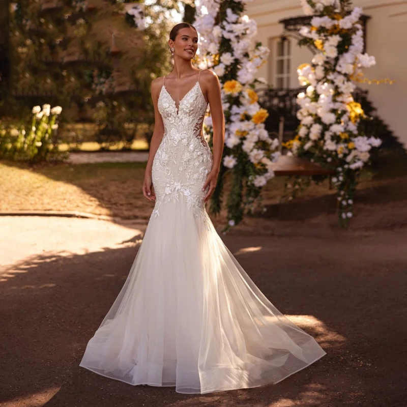 Elegant Spaghetti Strap Light Wedding Dress High-End Satin Mori Style Going Out Gown Banquet Annual Party Mermaid Long Dress Celebrity Evening Gown