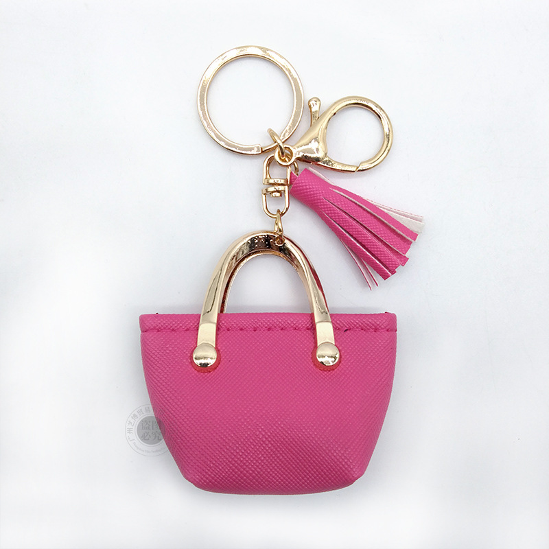 Llavero para mujer, bolso, colgante, joyería, mini monedero de almacenamiento de cuero lindo europeo y americano