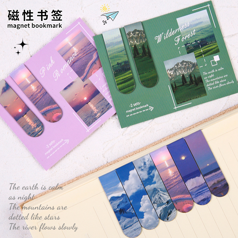 2 piezas en el paisaje rojo imán marcador magnético clip de marcador magnético pegatina encantadora papelería para estudiantes regalos para niños