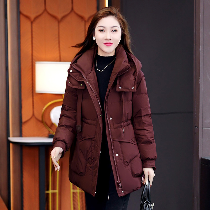 Mid-Length down Jacket for Women, 2025 Winter Korean Style, Thickened and Warm Duck Down, Petite Puffer Coat, Ankora