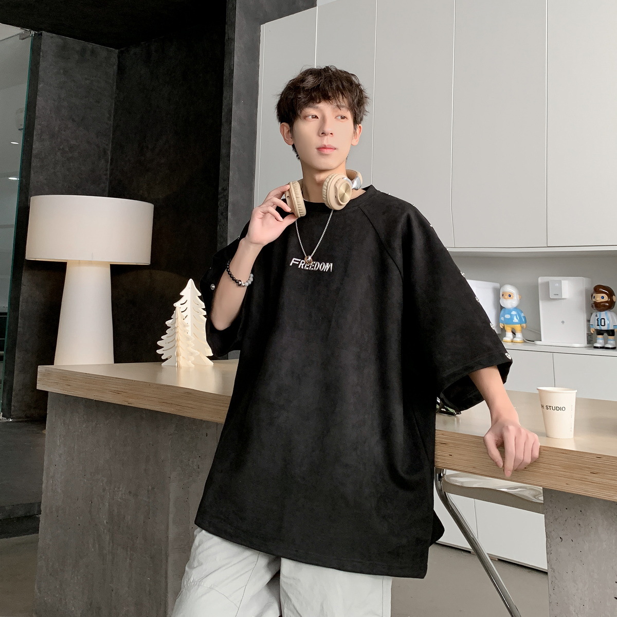 Short-sleeved T-shirt Men's Summer New Heavy-weight Trendy Brand Design Sense Niche Loose Casual Half-sleeved T-shirt