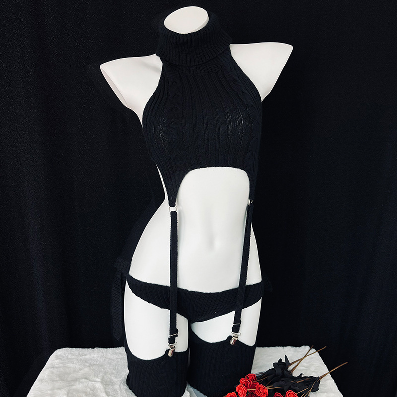 Original sexy underwear backless sweater childlike cos otaku killer astringent high collar socks gloves pure black