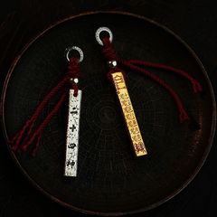 レトロな道教の手彫り天井定規、金色のレタリング、プレーンペンダント、銅銀メッキのパーソナライズされたペンダント、横暴なネックレス