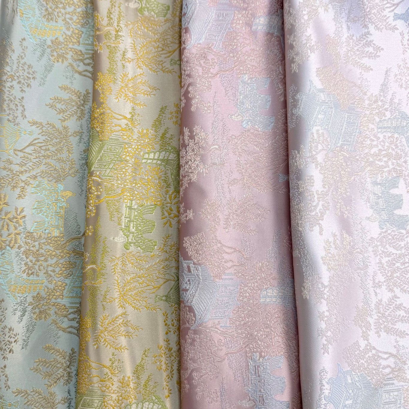 高经缎料提花布料中国风汉服礼服伴娘装马甲背心服装面料3320