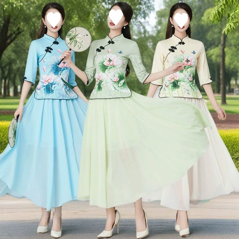 Костюм для квадрофильдинга Q7N: весенне-осенний ханьфу в китайском стиле, улучшенная женская одежда, чонсам, ретро-тан костюм, древний стиль