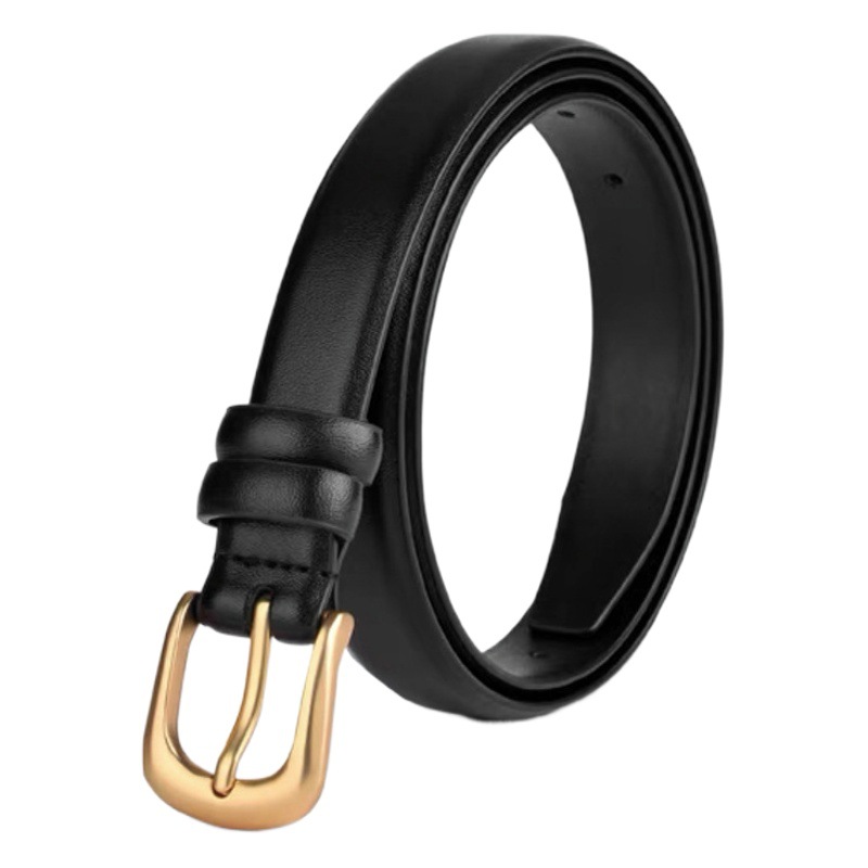 Cinturón de las mujeres de moda de todo fósforo de cuero simple ins estilo cinturón decoración negro con jeans con juventud marrón