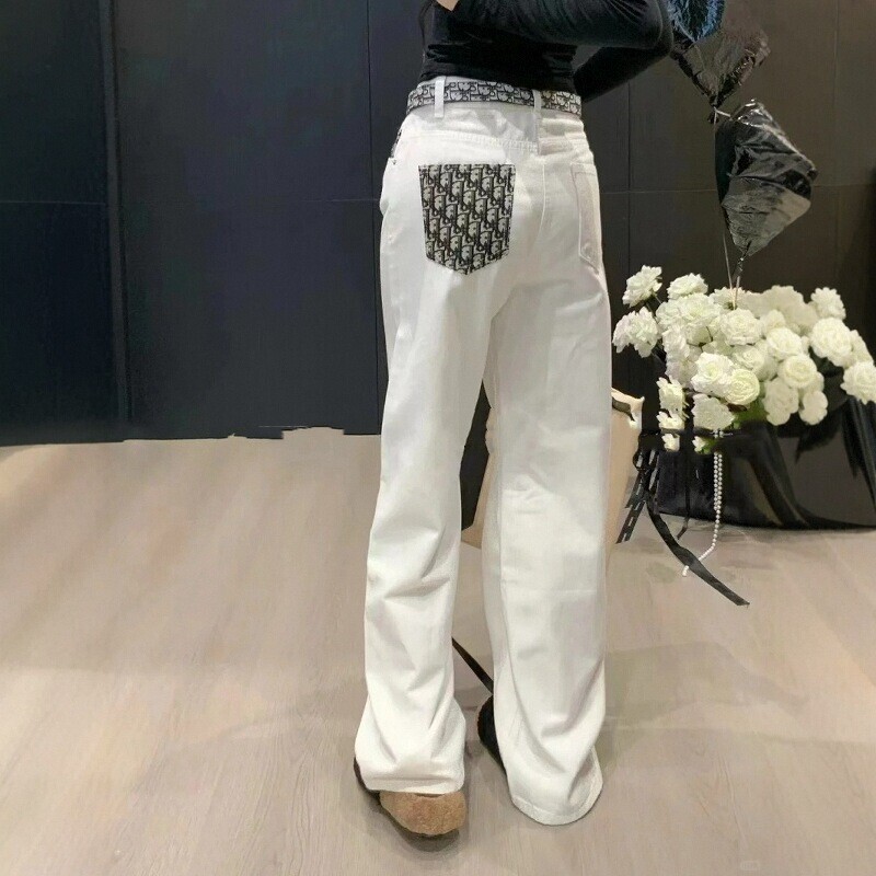 High-Waisted Straight-Leg Jeans with Pocket Design for Women, Spring/Summer 2025, Versatile, Loose, Slimming, Wide-Leg Pants