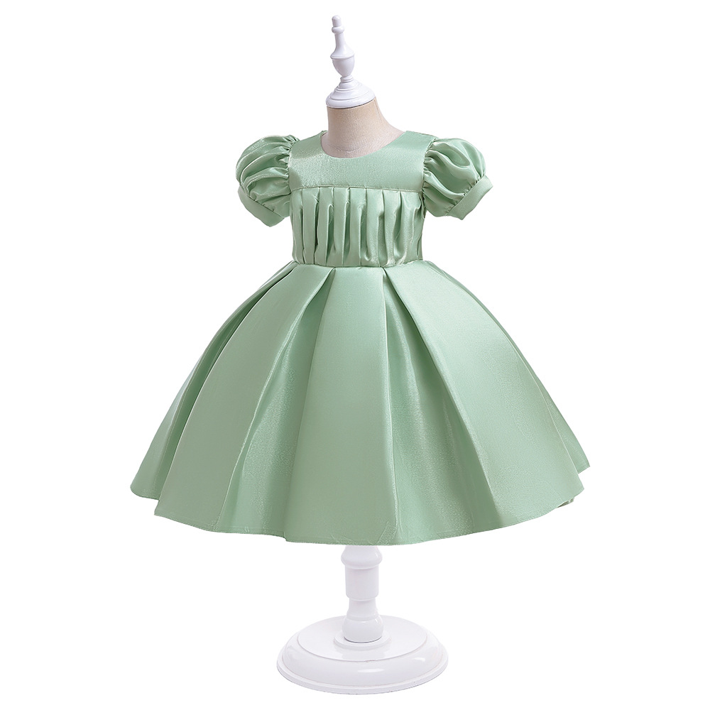 Vestido de los niños vestido de princesa color sólido fresco tela forjada niña de las flores vestido de novia niña piano ropa de rendimiento