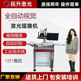 CCD视觉激光打标机 全自动定位光纤激光镭雕机芯片亚克力塑胶打标