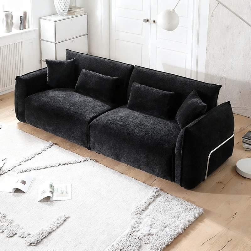Sofá de frijol negro Bauhaus tela negra sala de estar diseño directo moderno impermeable antipollución tipo pequeño hogar