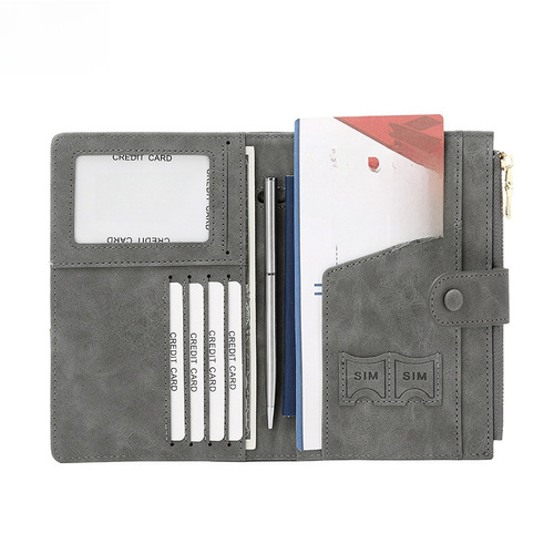 2024 Cross-border New Simple and Versatile Anti-skimming RFID Passport Holder with Multi-card Slot, Fashion Trendy Clasp Checkbook Holder