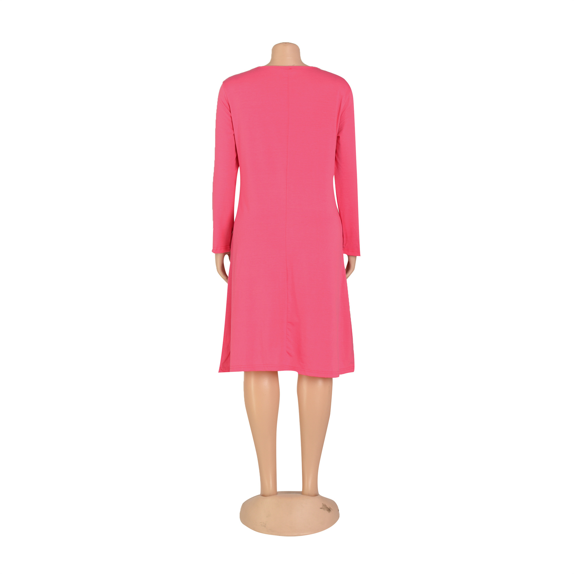 Women Clothing Dress Long Sleeve T-shirt Mid Solid Color Basic Summer Autumn