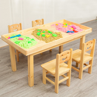 Children's Game Table Solid Wood Sand Table Children's Sand Table Pine Space Toy Table Early Education Table Building Blocks Table