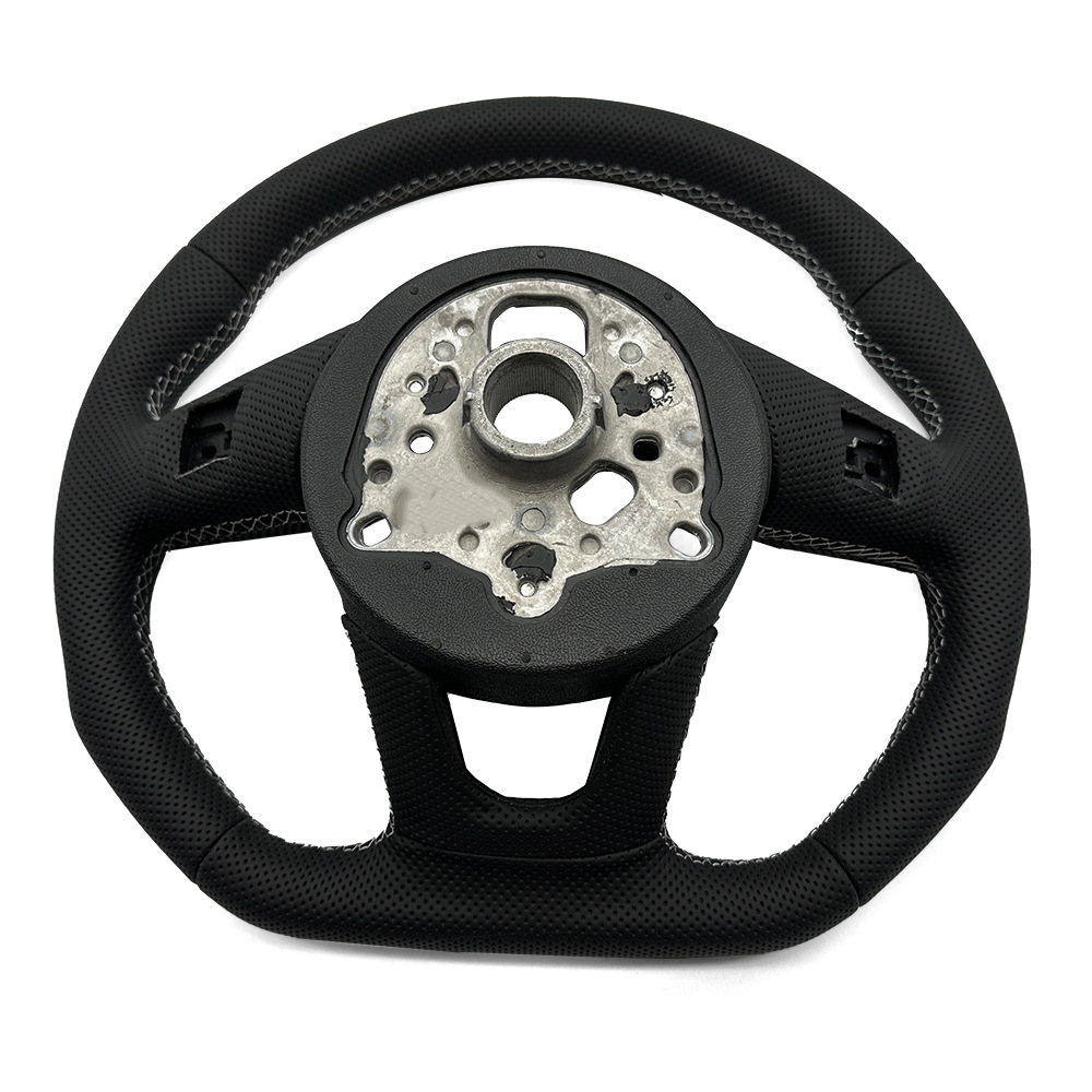 Suitable for Audi A4B9 S model semi-perforated white line steering wheel without paddle shifters, modified with a frame