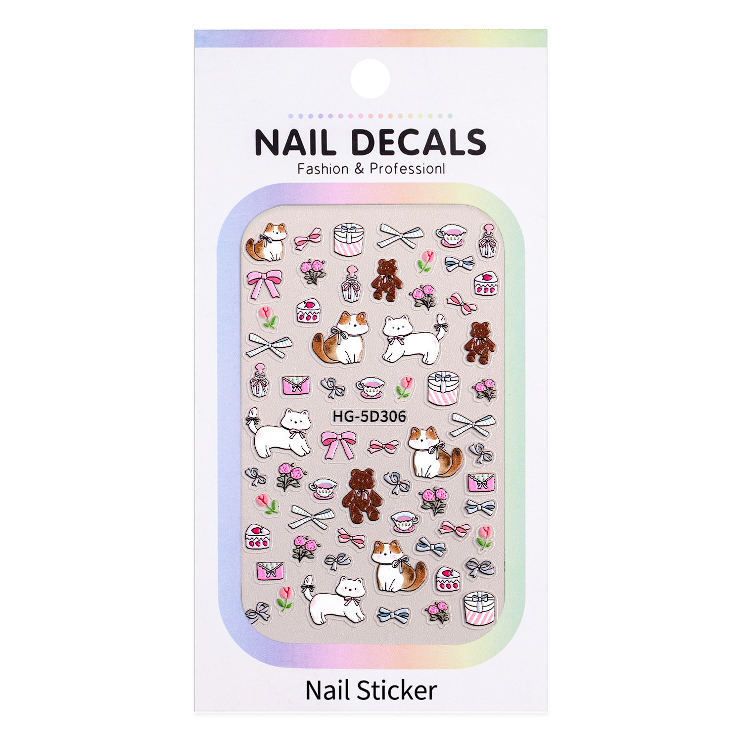 Ins Dumb Dog Nail Art Sticker 5D Relief Cute Cat Puppy Pattern Nail Sticker Jewelry HG
