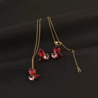 Набор украшений — латунь с позолотой 18K и цирконием, швензы S925, цепочка 39+7,5 см