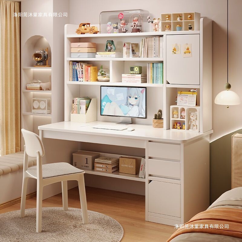 Nordic Student Desk with Integrated Bookshelf for Home Use, Bedroom Desktop Computer Desk, Assembly Study Desk, Elementary School Student Writing Desk Nordic Student Desk with Integrated Bookshelf for Home Use, Bedroom Desktop Computer Desk, Assembly Study Desk, Elementary School Student Writing Desk